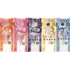 (365) ** PNew (PN230,231,232,234,235) Philippines - 20,50,100,500,1000 Piso Year 2022 (5 Notes)
